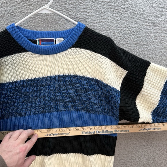 Vintage Sweater Graphix Sweater Adult Medium Multicolor Striped Knit Grandpa 90s - Picture 3 of 9